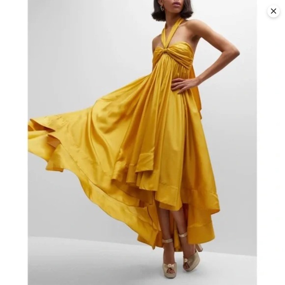 Zimmermann Dresses & Skirts - Zimmermann Devi Silk Halter Hi-Low Maxi Dress in Mustard Yellow AU 1 US 4-6 FLAW